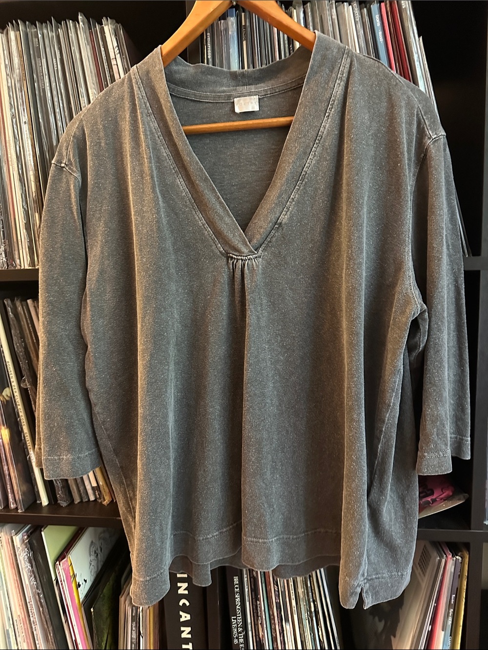 Poetry Washed Gray V-Neck Boxy Top